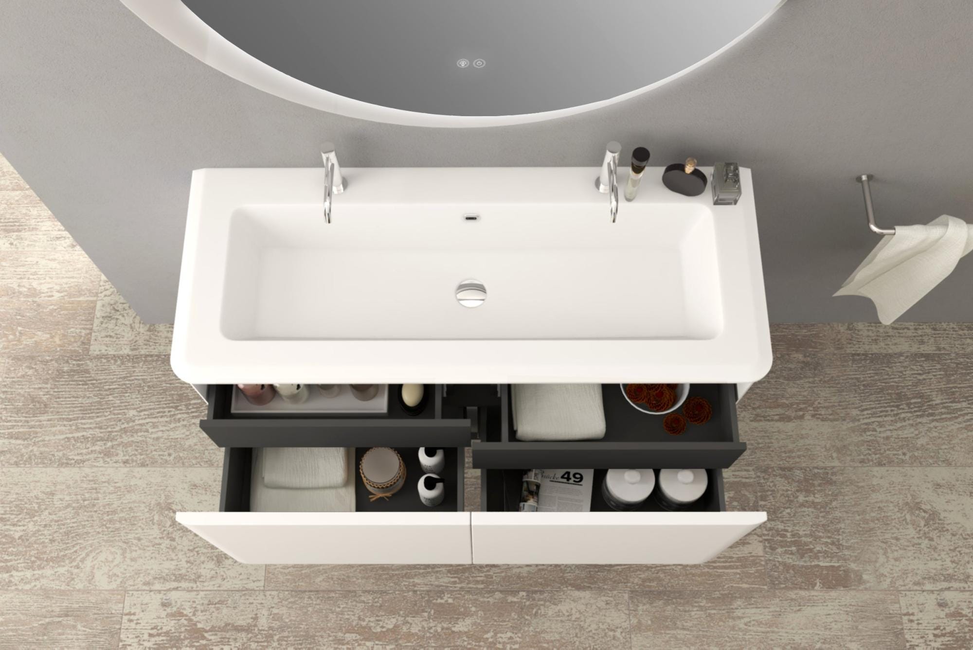 Meuble simple vasque Icona, l.120 x H.55 x P.48 cm, Blanc mat | Leroy