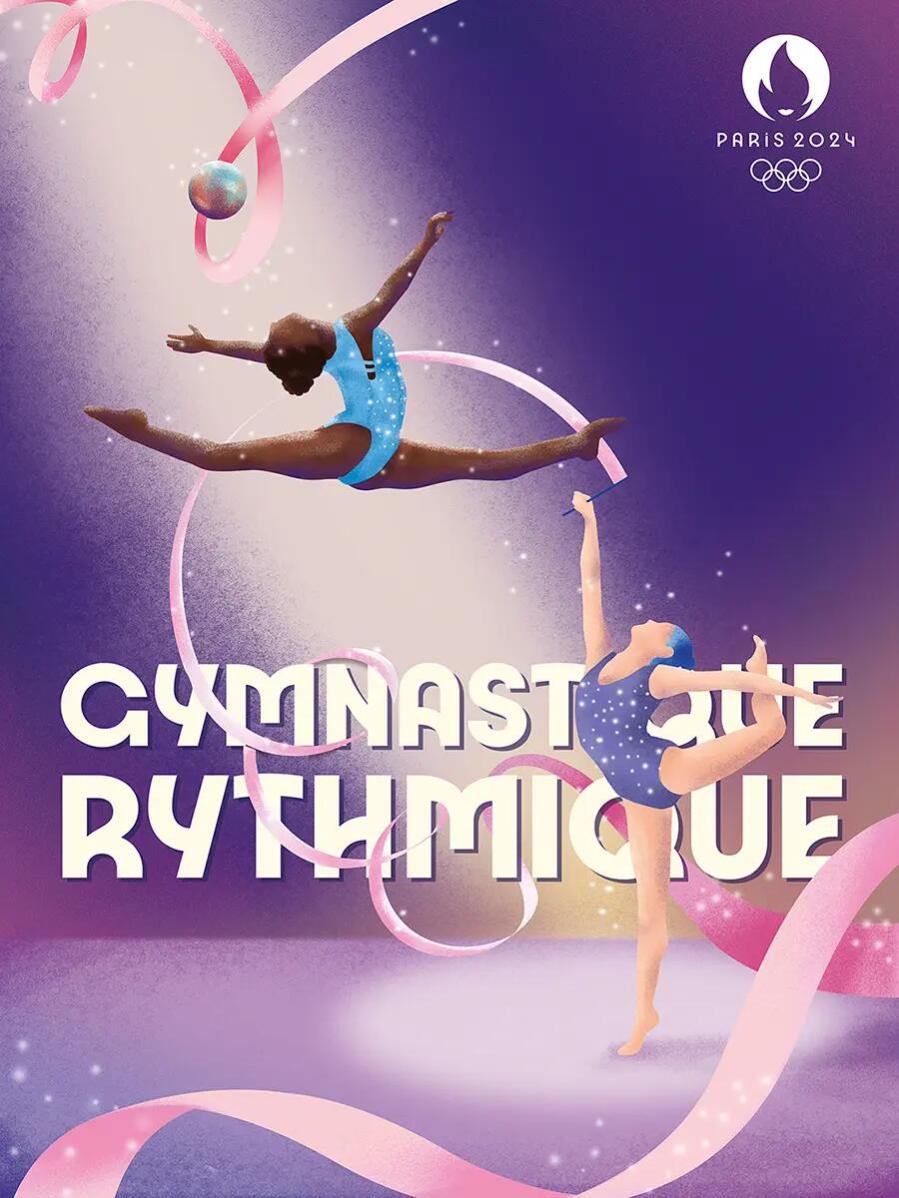 Affiche JO officiel Gymnastique rythmique, multi couleurs EDITOR l.40 x