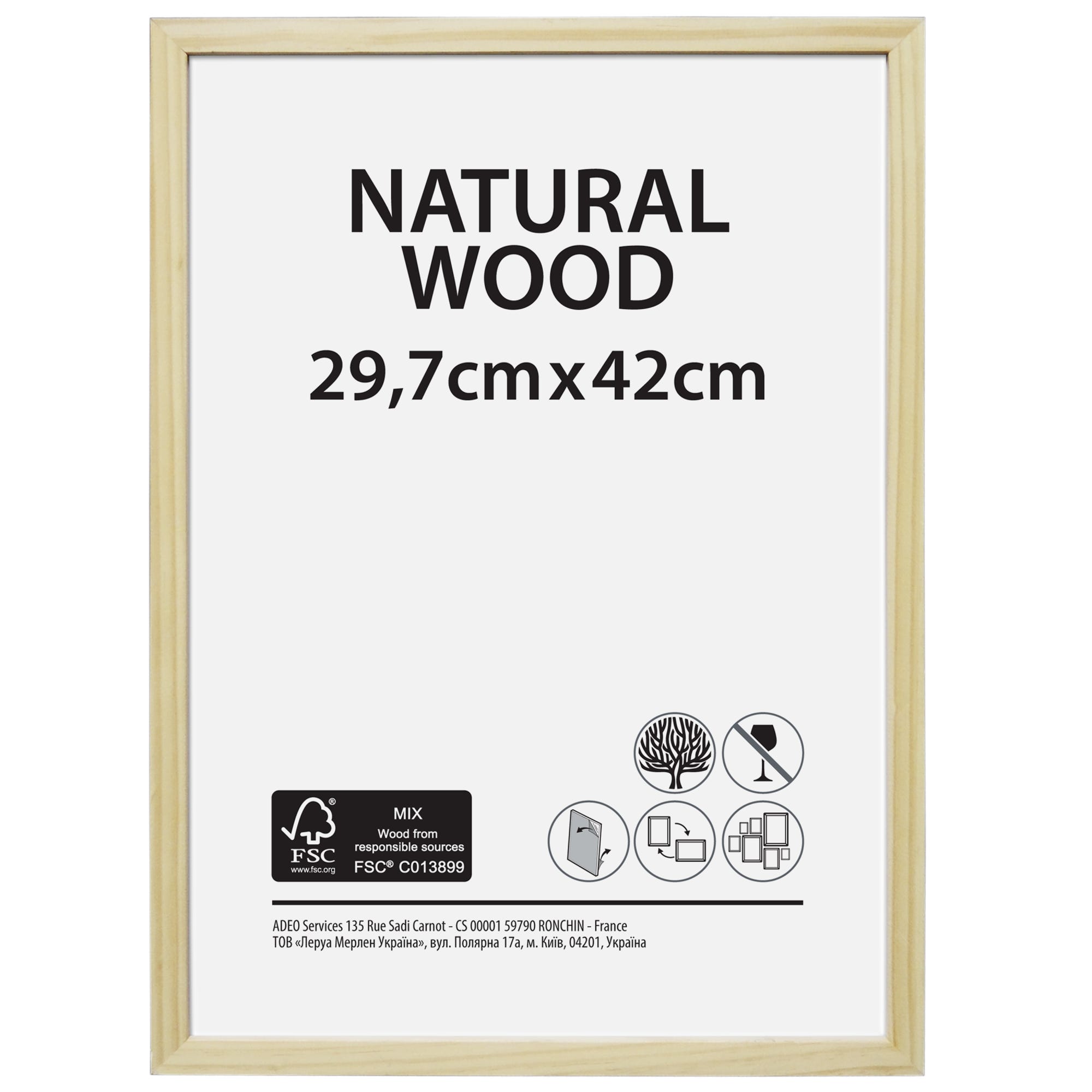Cornice Natural wood naturale lucido per foto da 29.7x42 cm