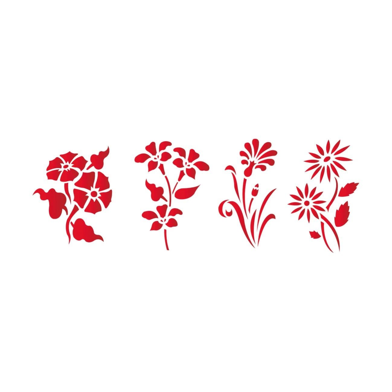 24 Stencil Per Fiori In Plastica PET 7,5x15 Cm: Sagome Riutilizzabili Per Scrapbooking, Pittura E Decorazioni Fai-da-te