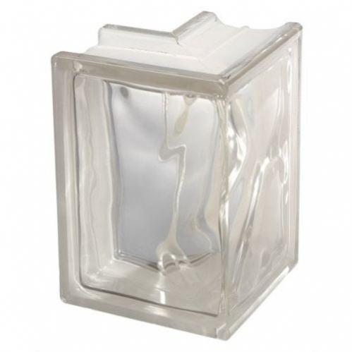 Vetromattone ondulato trasparente, mattone vetrocemento chiaro lucido 19x19x8 cm - 10 pezzi (Azzurro