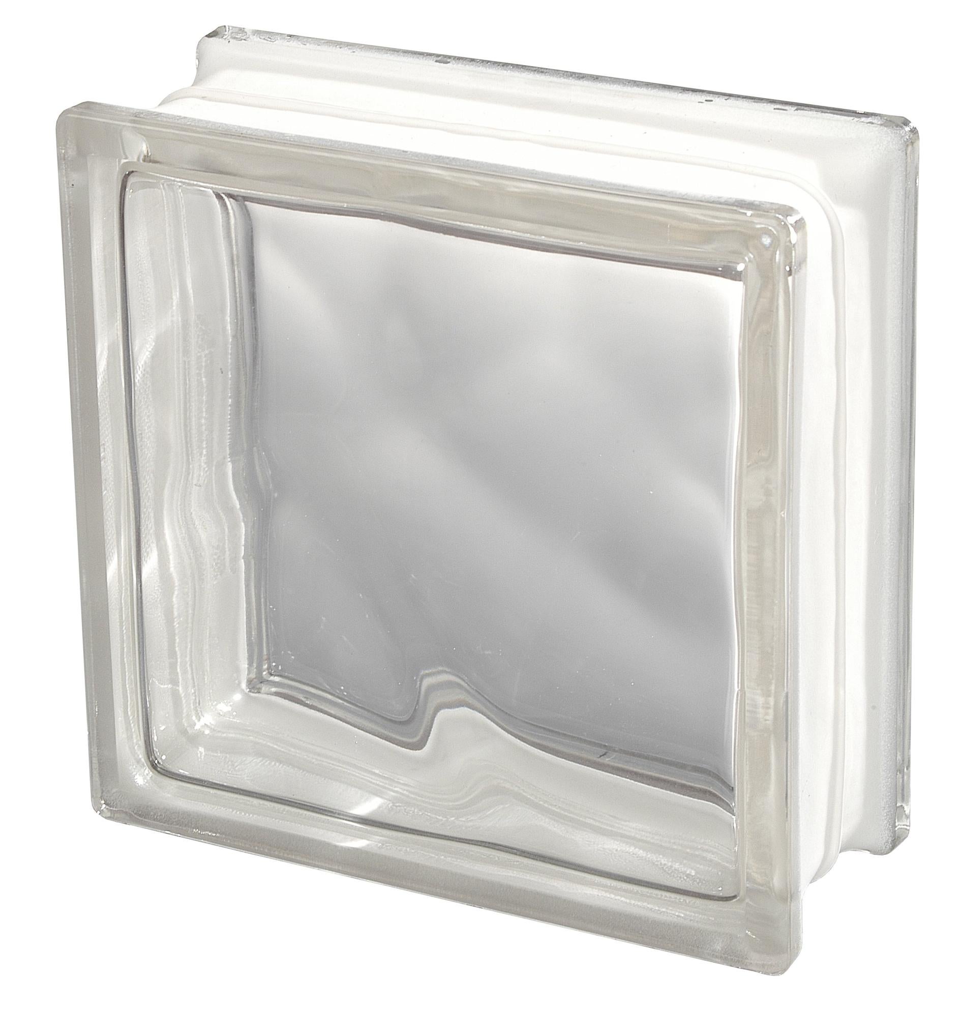 Vetromattone Trasparente Pure Vintage - Mattone Vetro Decorativo 19x19x8 Cm, Extra Bianco, Confezione Da 6 Pezzi Mattone Vetro Puro