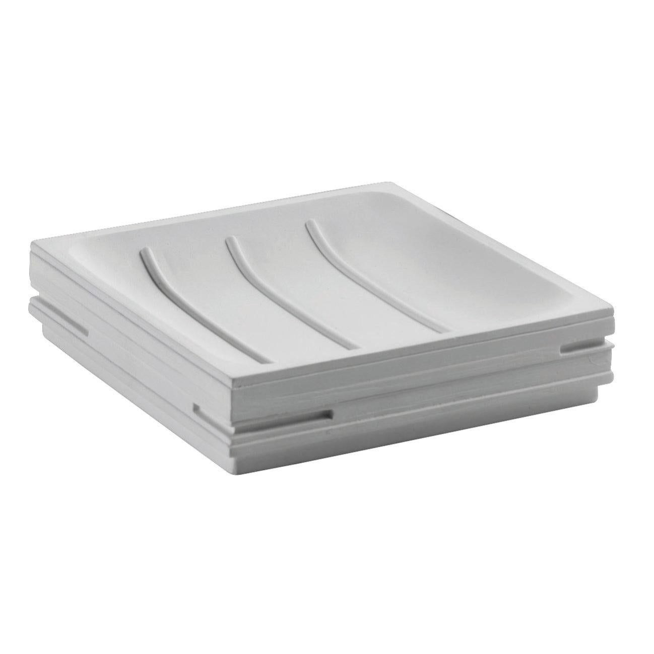 Portasapone Joop! Home & Bath - Design Elegante In Poliresina Con Inserti Acciaio INOX, 12.5x8.5x3 Cm, Bianco