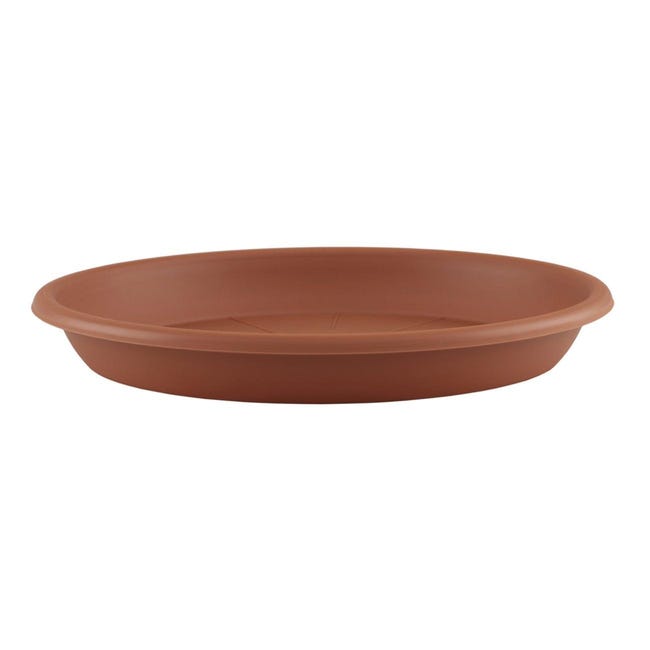 Sottovaso per vaso da fiori in ceramica smaltata color sabbia H 2.5 x L Sottovaso per vaso da fiori in ceramica smaltata color sabbia H 2.5 x L