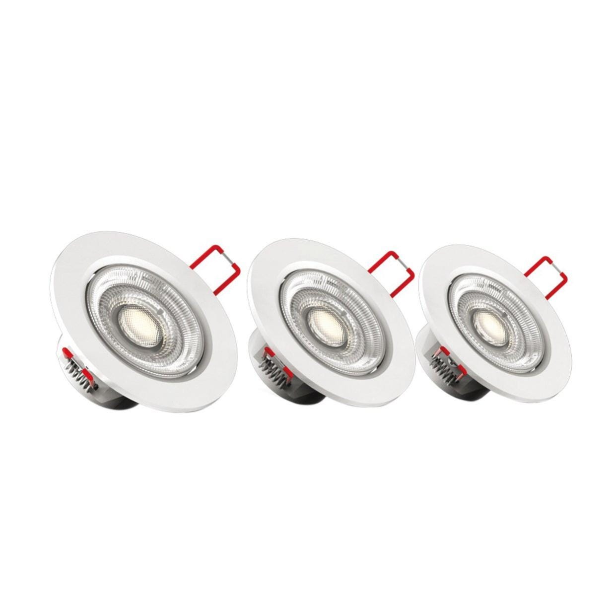 Set da 3 pezzi Faretto da incasso LED Remi tondo bianco, orientabile foro  incasso 6.8 cm luce bianco caldo