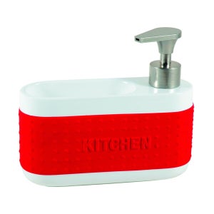 Dispenser sapone da cucina con porta spugna per lavello (doppi disp