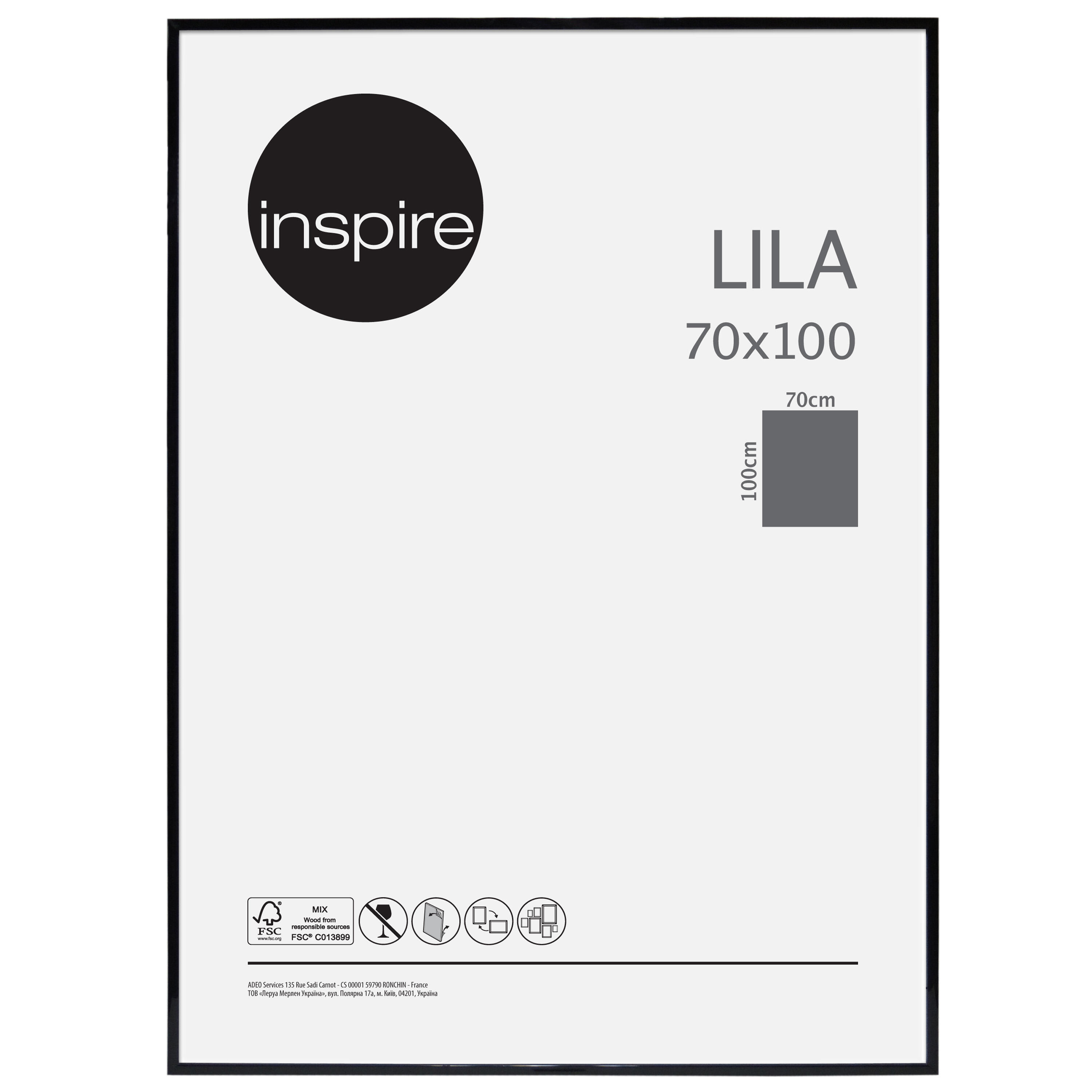 Cornice INSPIRE Lila nero lucido per foto da 70x100 cm