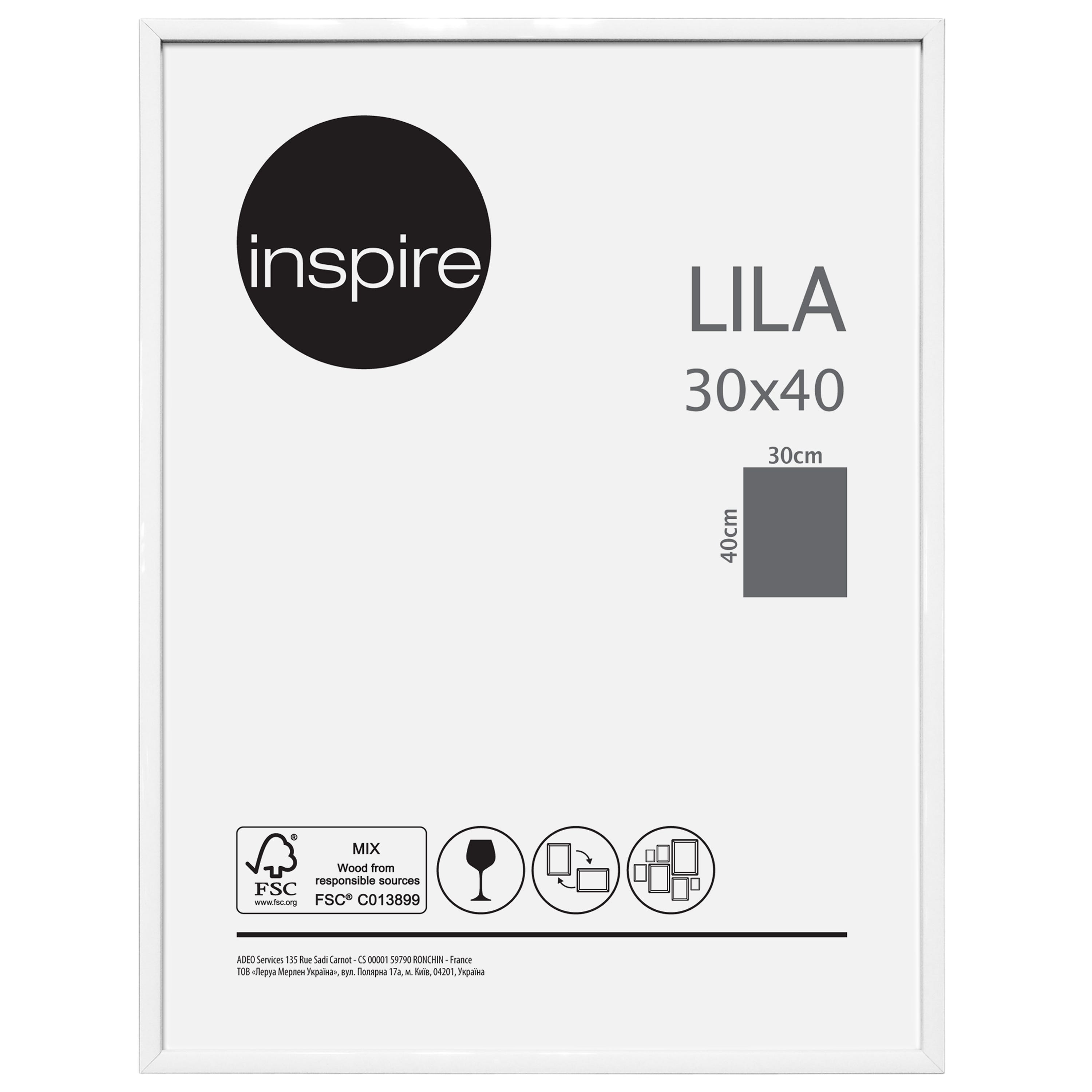 Cornice INSPIRE Lila bianco lucido per foto da 30x40 cm