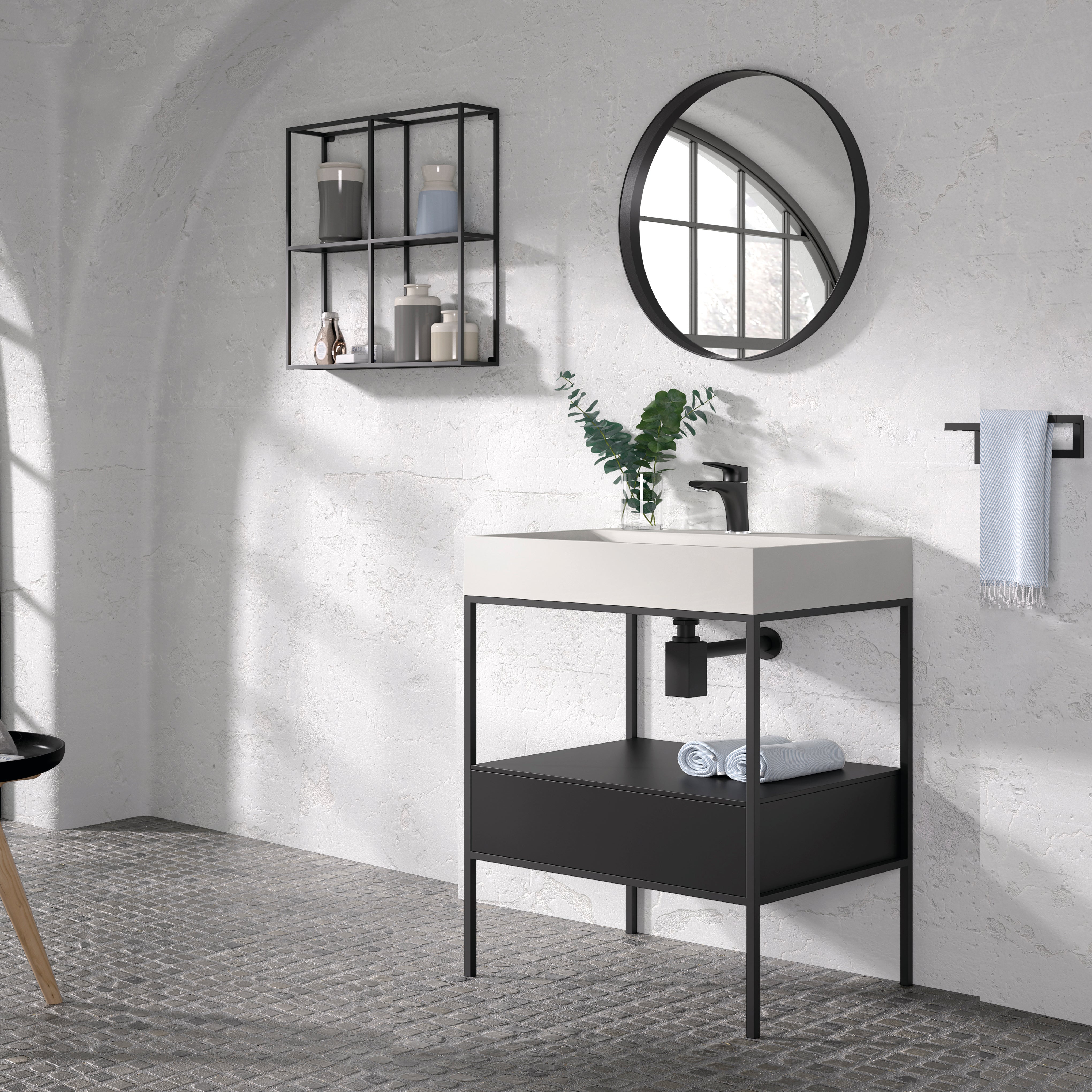 Mobile da bagno sotto lavabo con top L 80 x P 45 x H 48 cm in agglomerato  Wengé