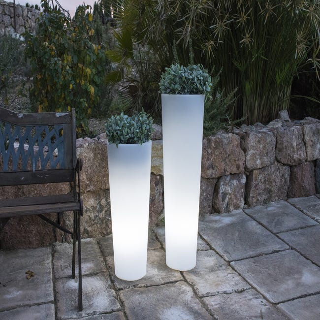 Vaso luminoso da esterno Vaso illuminato H 80 cm, luce bianco