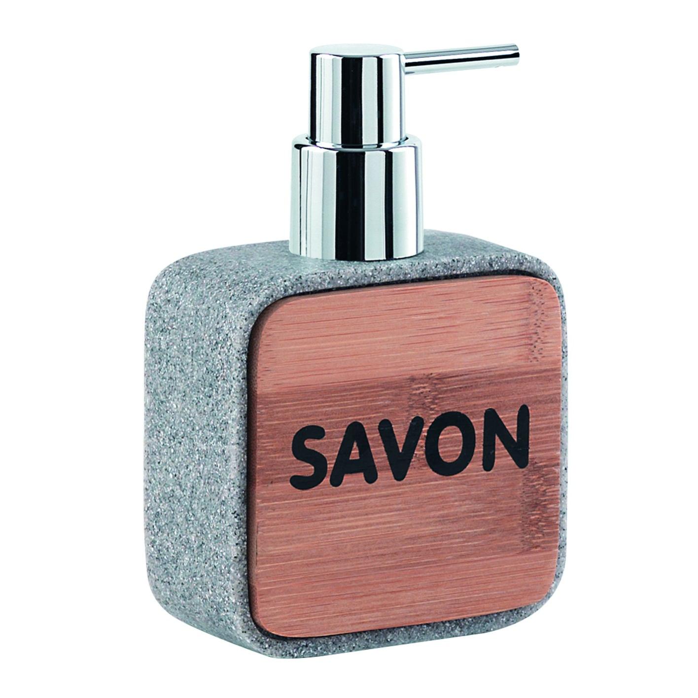 Dispenser Sapone Liquido 400 Ml Grigio Con Imbuto – Design Onde D'Acqua In Plastica Infrangibile Per Bagno E Cucina