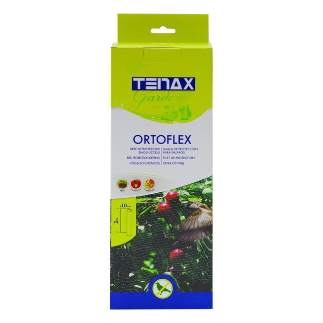 Tenax ORTOFLEX Filet Anti-Oiseaux 5x8 M Vert - Protection Cultures, Fruits Et Légumes, Maille 10x12 Mm, Résistant UV Et Imputrescible