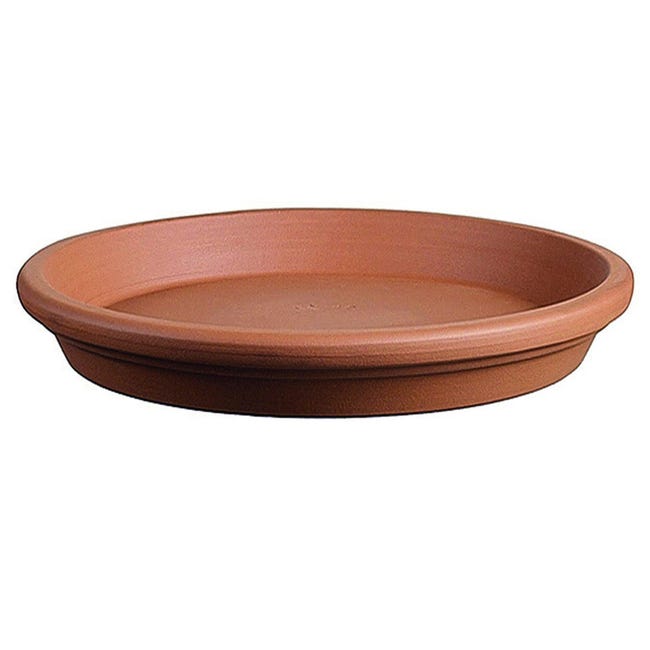 2 Sottovasi Per Piante In Plastica 20 Cm, Anti-Marciume Con Design Rialzato, Colore Cemento, Per Interni/Esterni