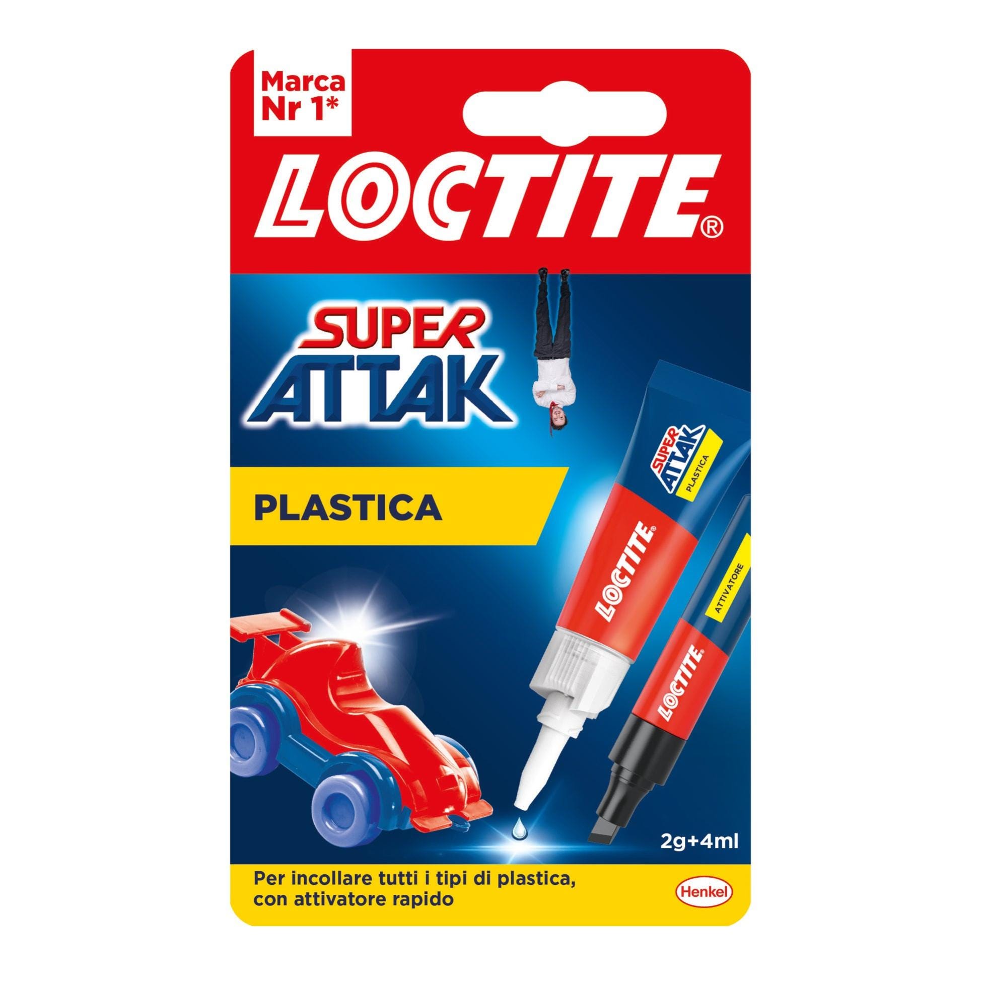 Colla Super Attak Plastica Loctite - Adesivo Istantaneo per Plastica 2gr +  4ml - Azeria