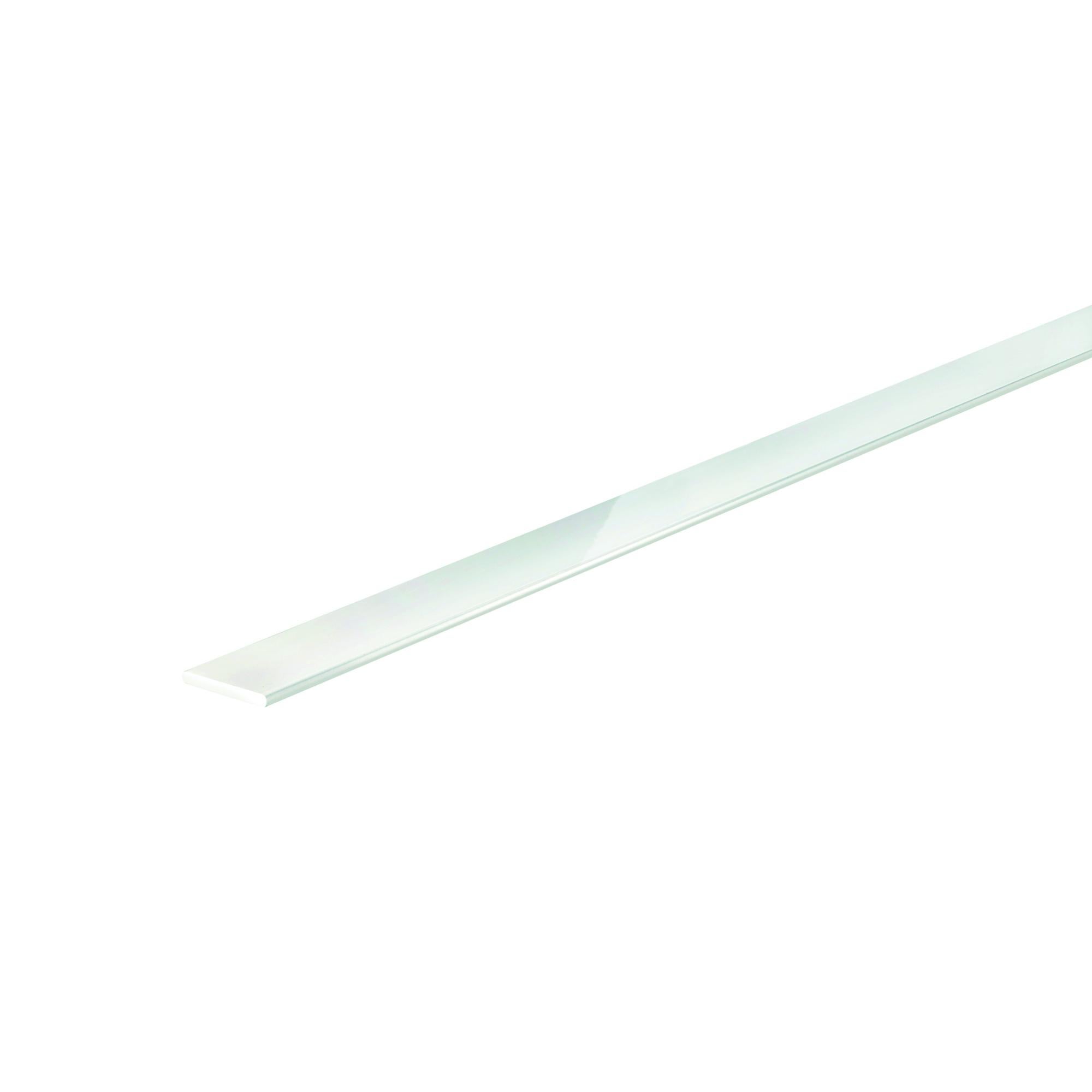 Profilo Piatto In Alluminio Verniciato, Asta Decorativa 60x5 Mm, Lunghezza 1,5 Mt, Colore Bianco RAL 9016 Lucido