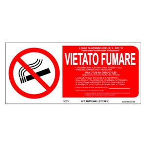 1491 Cartello di divieto Vietato fumare 33x12,5 cm conf.15 pezzi -  250004K 24.16 - Segnaletica ed Etichette - LoveOffice®