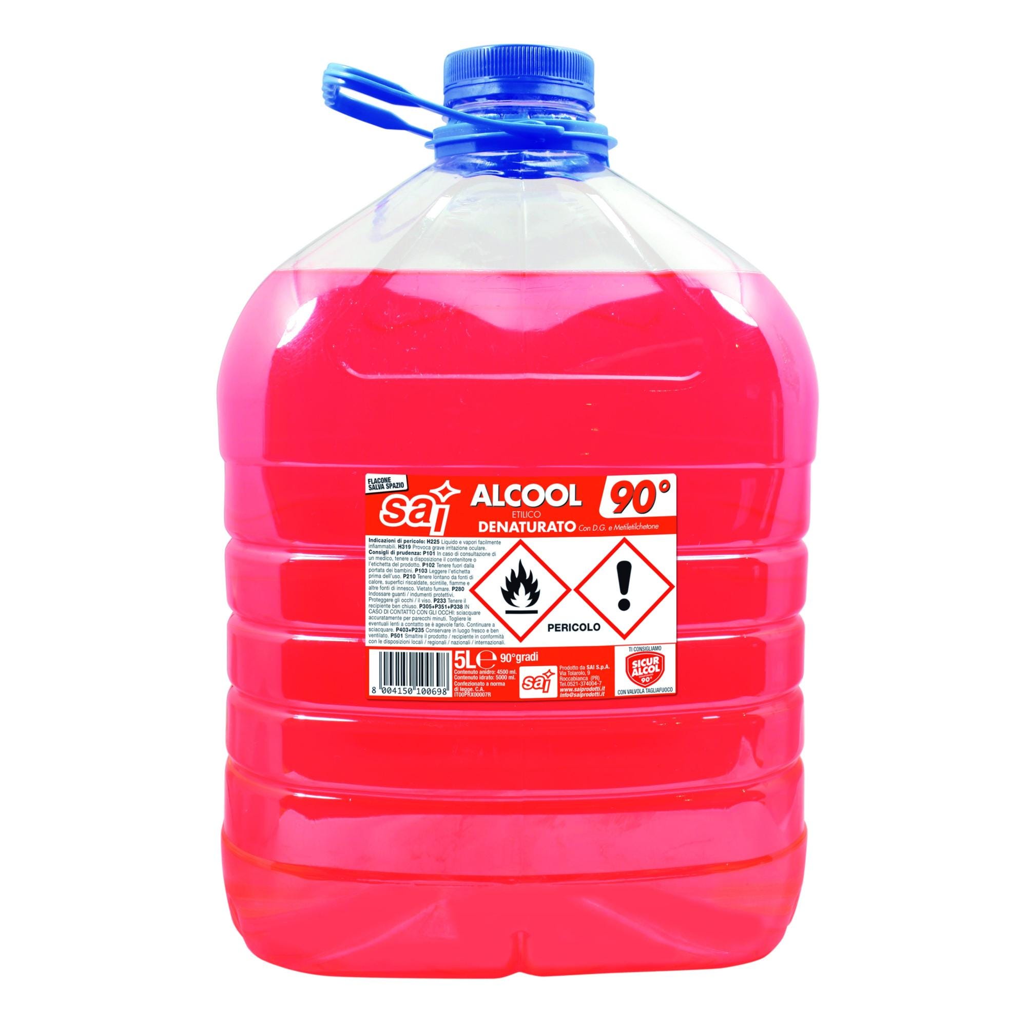 Alcol Etilico Denaturato rosa 90° gradi flacone da 1 litro - alcool