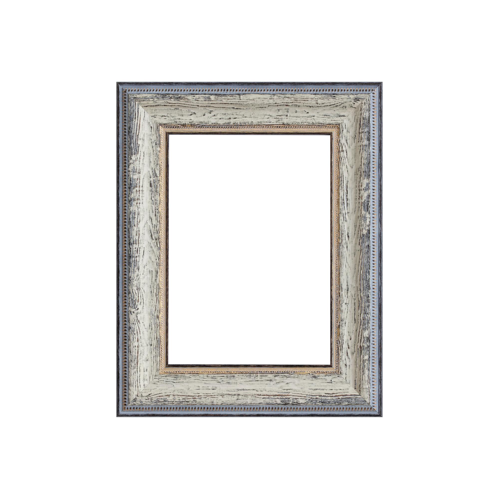 Natalini Cornice Legno Bianco 10x15 Cm - Fatta In Italia - Vetro Lucido E Velluto Oro