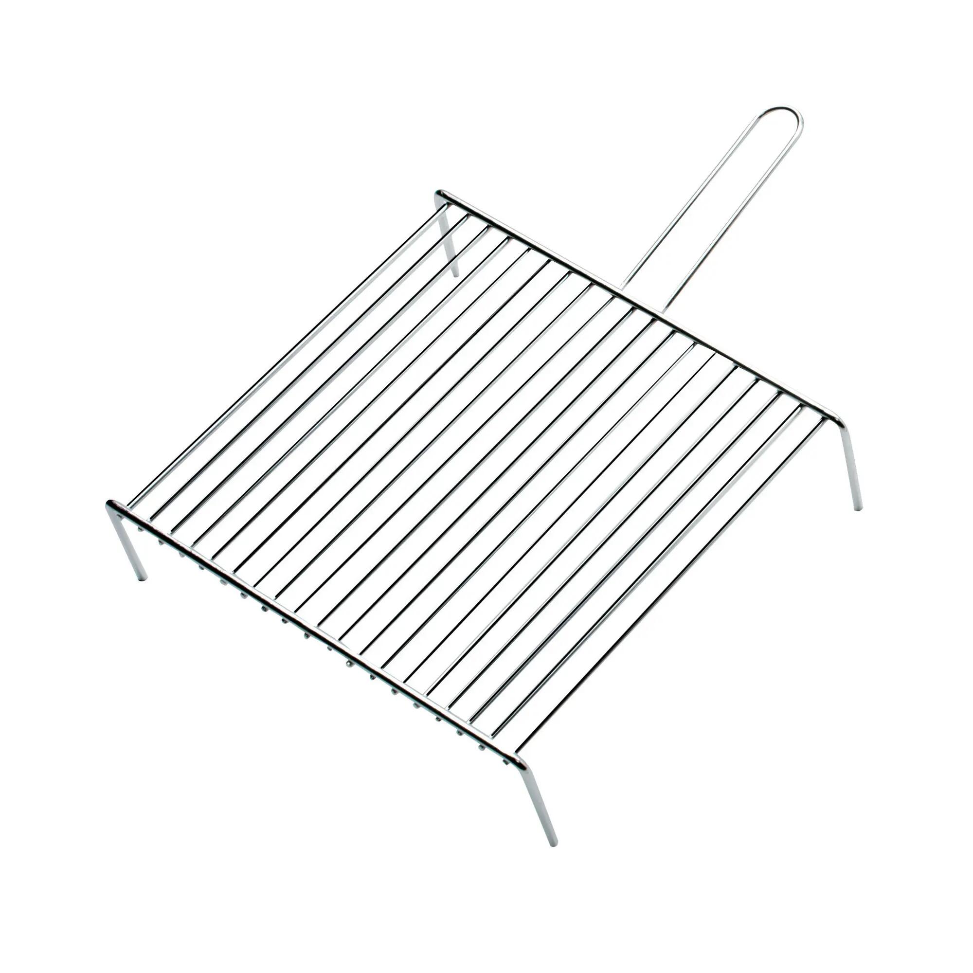 Griglia per barbecue a conchiglia, con piedi, inox, 60x40 cm