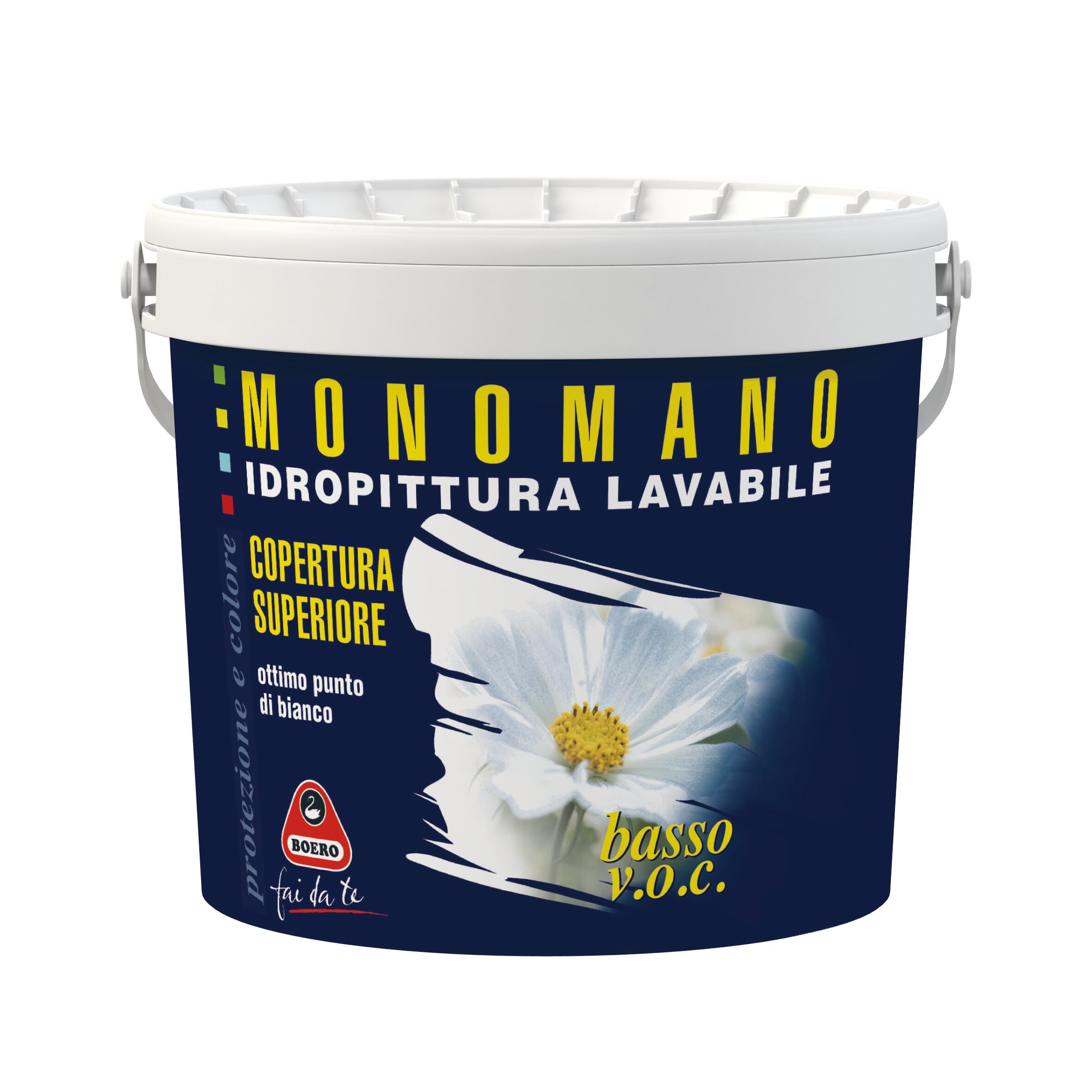 Pittura per interni lavabile, BOERO Monomano bianco opaco, 4 L