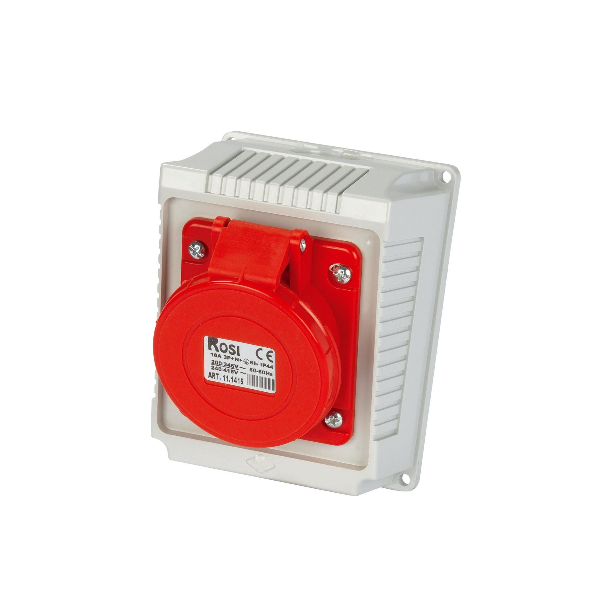 Set Di 2 Spine E Prese Industriali 5 Pin 16A 380-415V IP44, Connettore Trifase In PA66 E Ottone