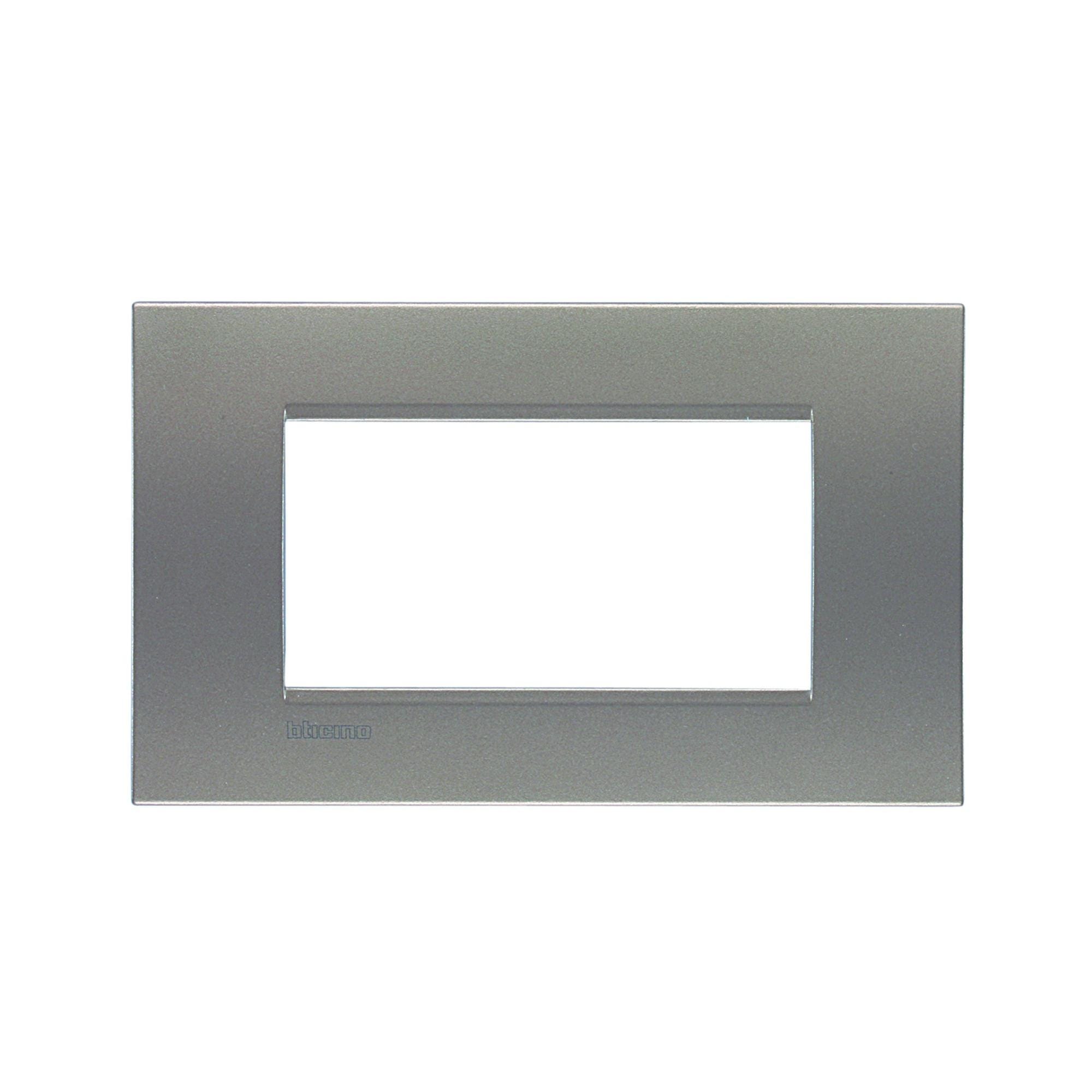 Placca BTICINO Living light 4 moduli grigio square