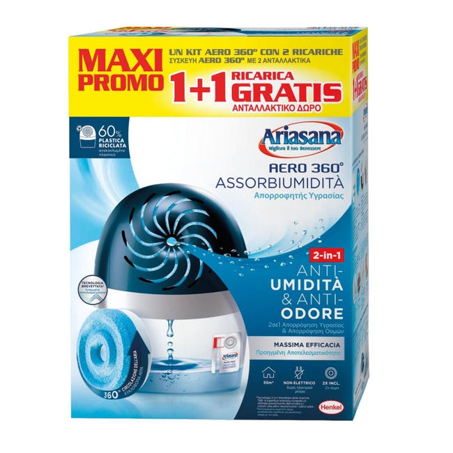 Assorbitore di umidità HENKEL Ariasana Aero 360° tab neutro 450 gr Assorbitore di umidità HENKEL Ariasana Aero 360° tab neutro 450 gr