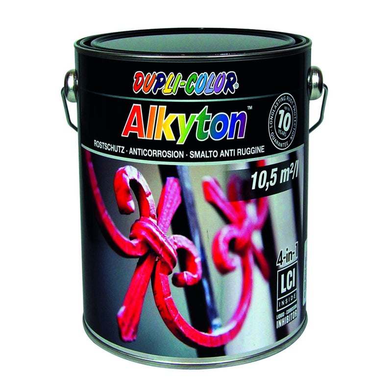 Vernice da esterno antiruggine per ferro ALKYTON nero ral9005, 2.5 L