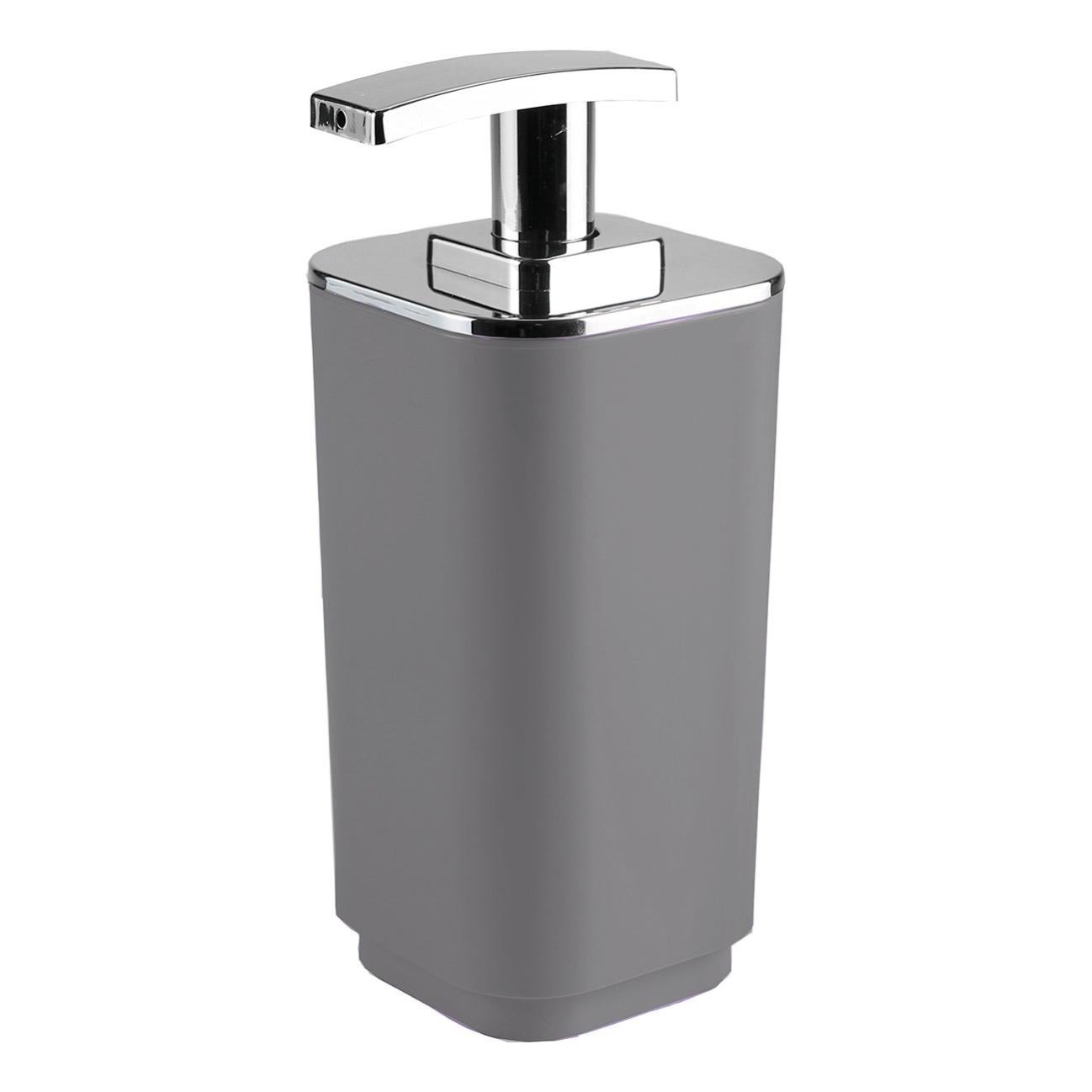MSV Dispenser Sapone Poliresina Zen Grigio – Capacità 0,25 Litri, Dimensioni 13,5x8x18 Cm, Design Coordinato