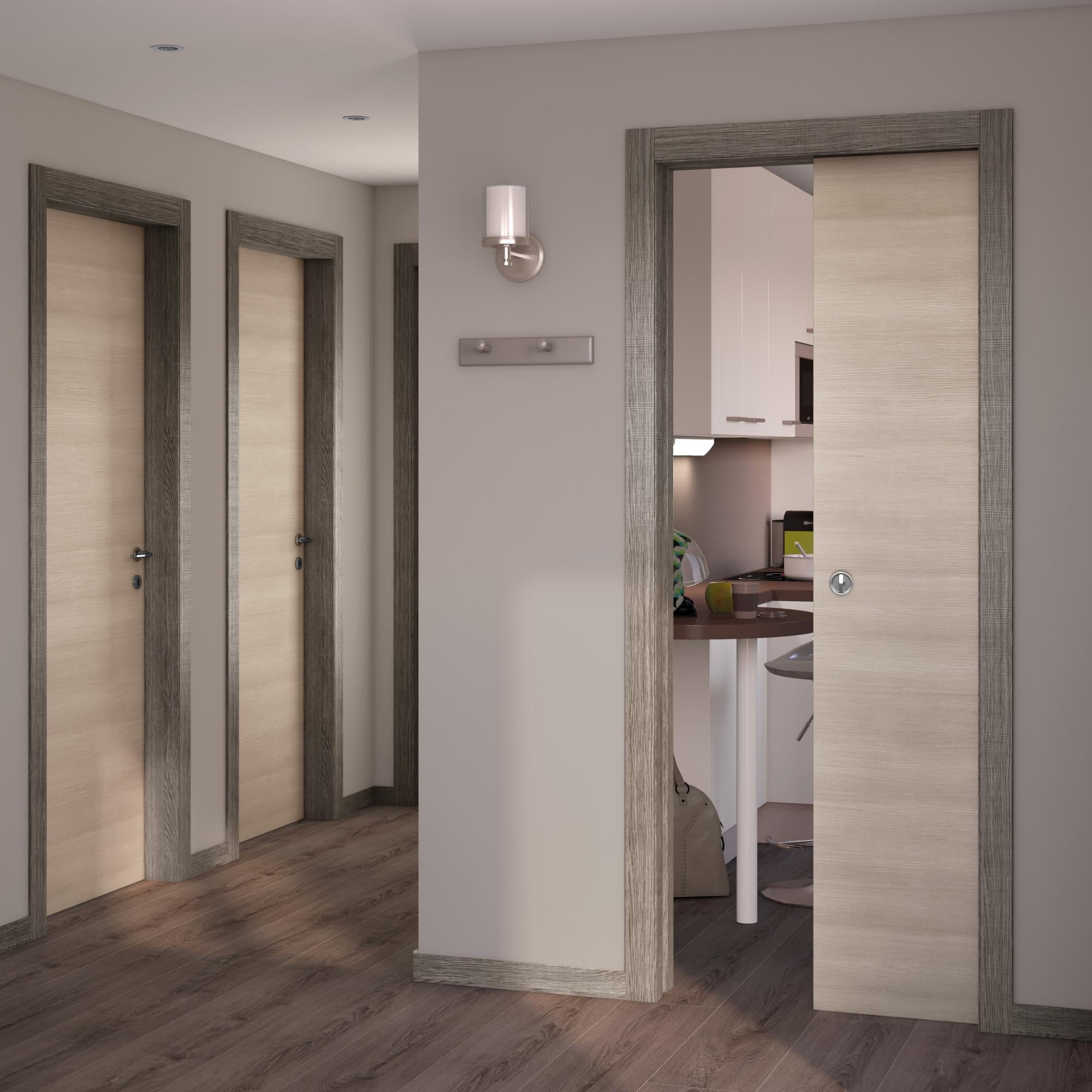 Porta scorrevole a scomparsa Mixage Grey grano L 80 x H 210 cm ...