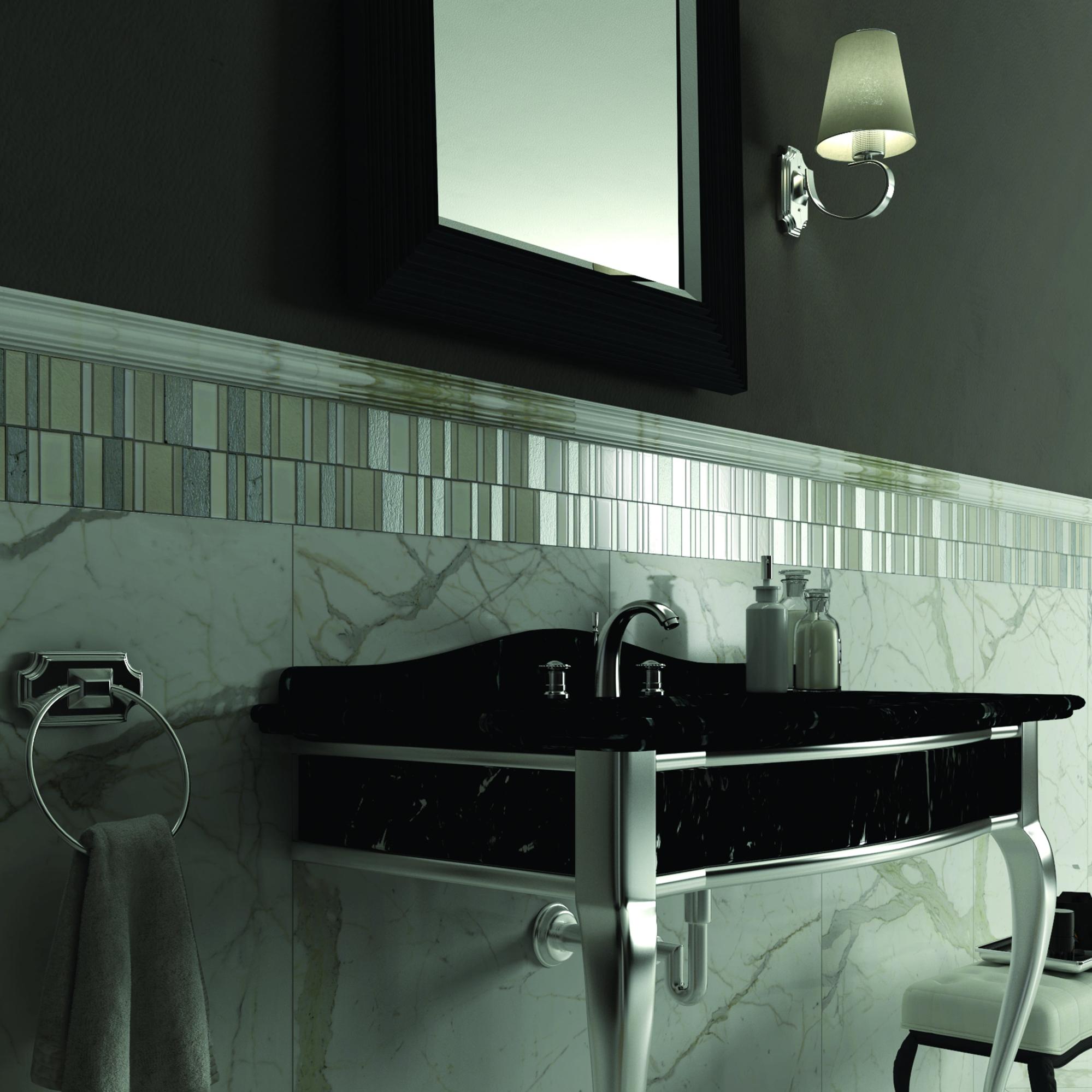 Mosaico In Pietra Breccia Nero E Bianco E Grigio L 30 X L 30cm X Sp. 10 Mm | Leroy Merlin - 10
