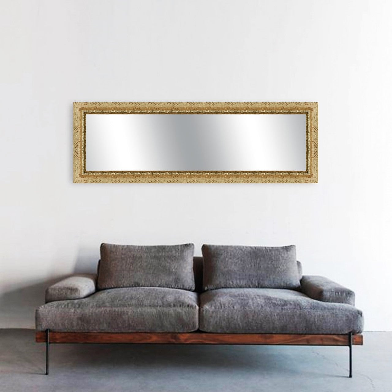 Specchio con cornice da parete rettangolare Medea oro 68 x 168 cm