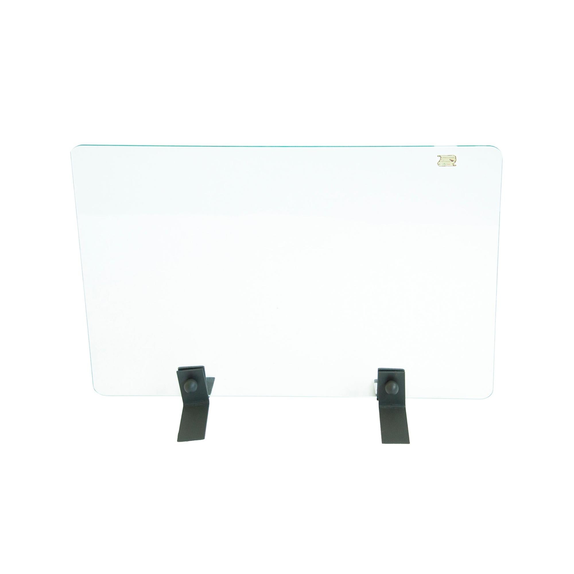 Parascintille Per Caminetto Rettangolare - Misure 90x40 Cm, 3 Ante, In Ferro