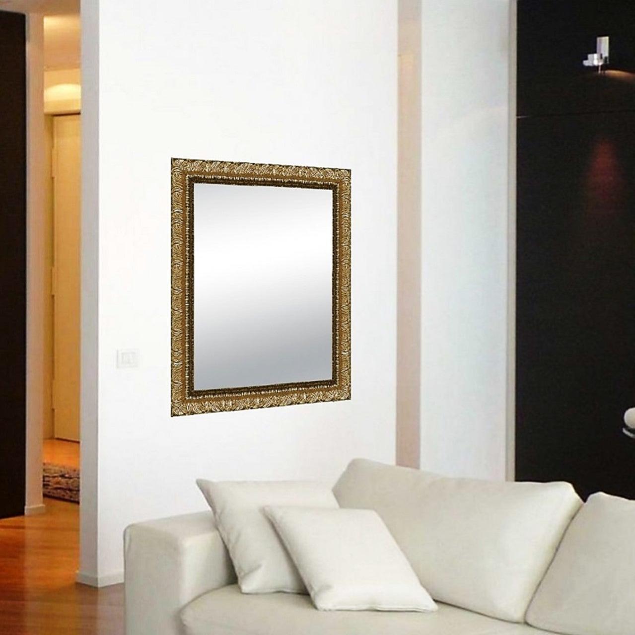 Specchio Da Bagno Rettangolare Con Cornice Dorata, 50x71 Cm, Alluminio E Vetro Di Qualità, Da Parete - 5