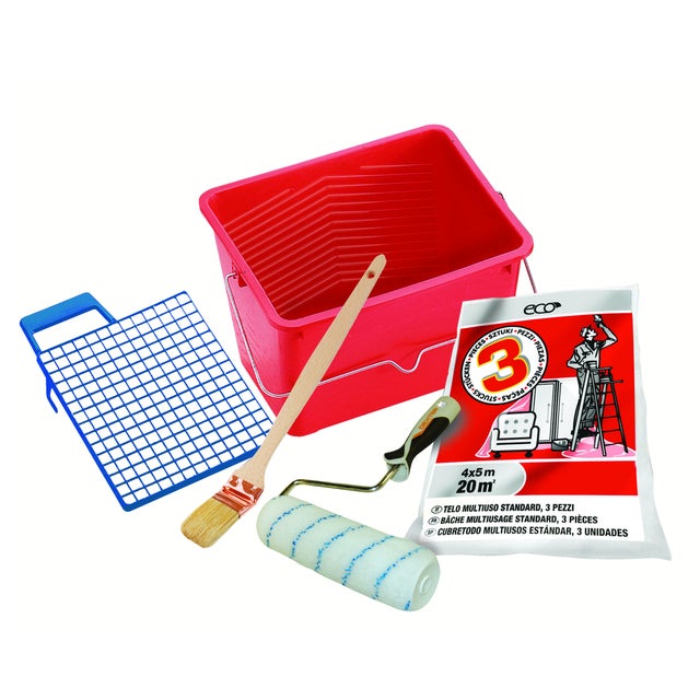 KIT PER PITTURARE 9 PEZZI RULLO CON SERBATOIO PER VERNICE ANTIGOCCIA E  VASSOIO, KIT PITTURA PAINT ROLLER PITTURA, SET RULLI PER PITTURARE PARETI  MURI