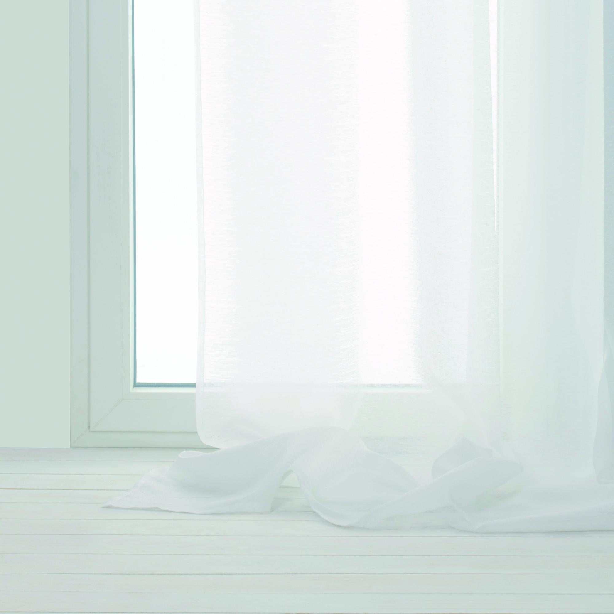 Tenda In Voile Ricamato Nova - Bianco, Con Diamanti E Apertura Superiore, 59x90 Cm, Pronta Da Appendere