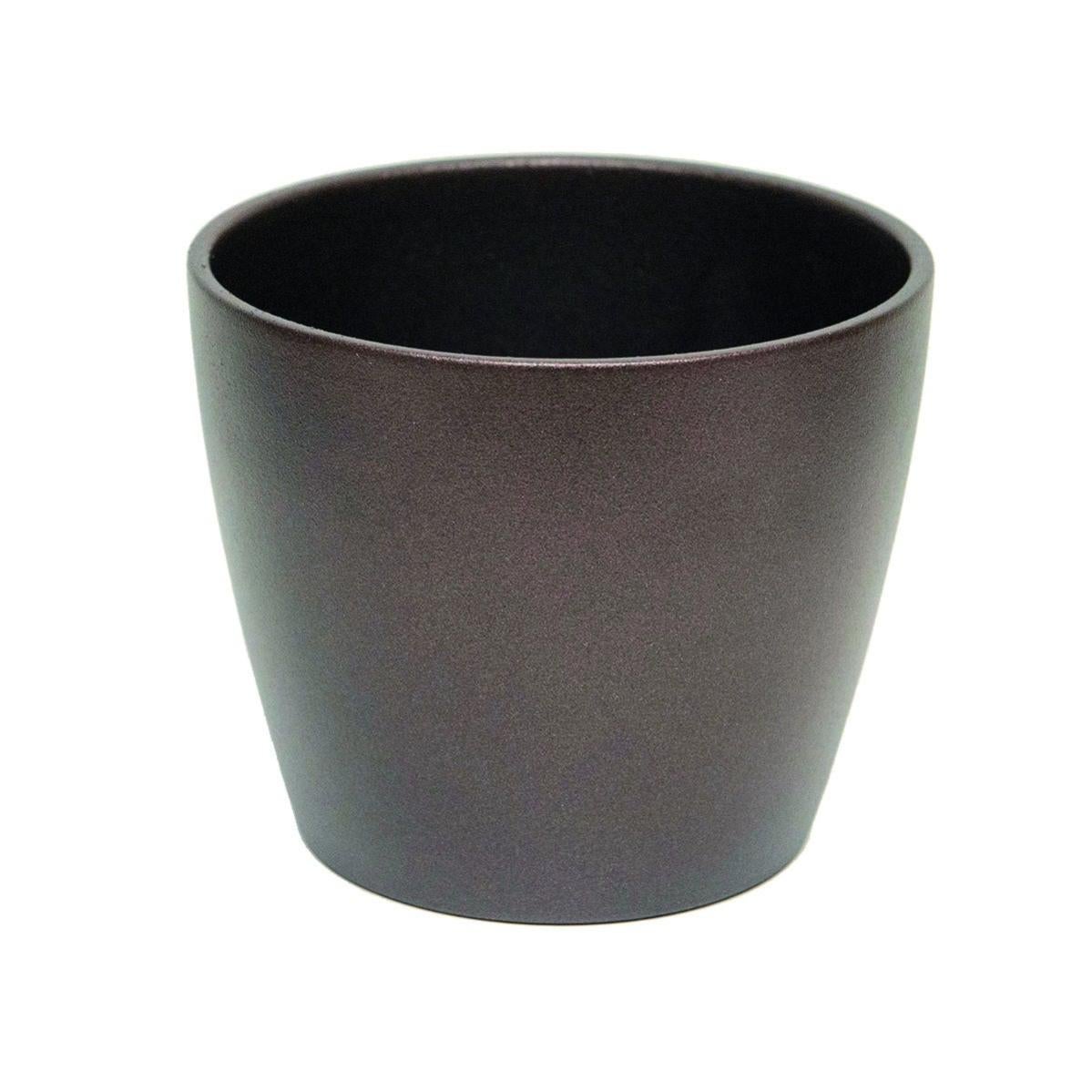 Coprivaso Rotondo 16 Cm In Grigio Per Piante Da Interno - Orchidee, Fiori, Bonsai