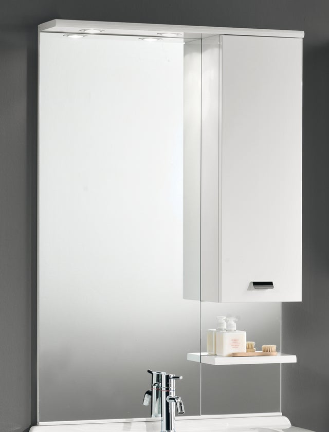 Specchiera bagno contenitore da 90 cm con 2 ante  Kamalu Colore Mobile  Finitura Legno Marrone - 8702