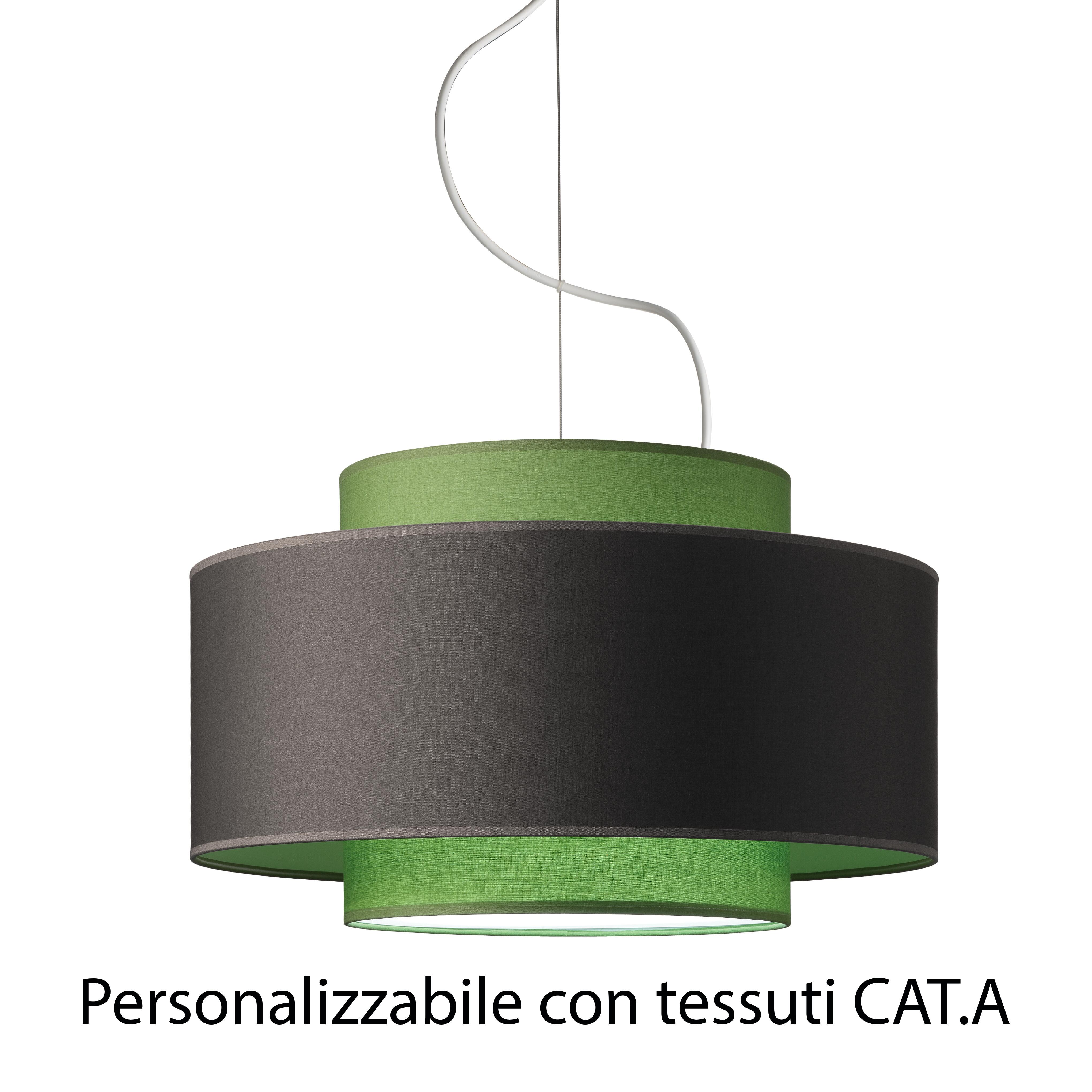 Lampadario Moderno Doppio Cilindro Bianco In Tessuto, D. 50 Cm | Leroy ...