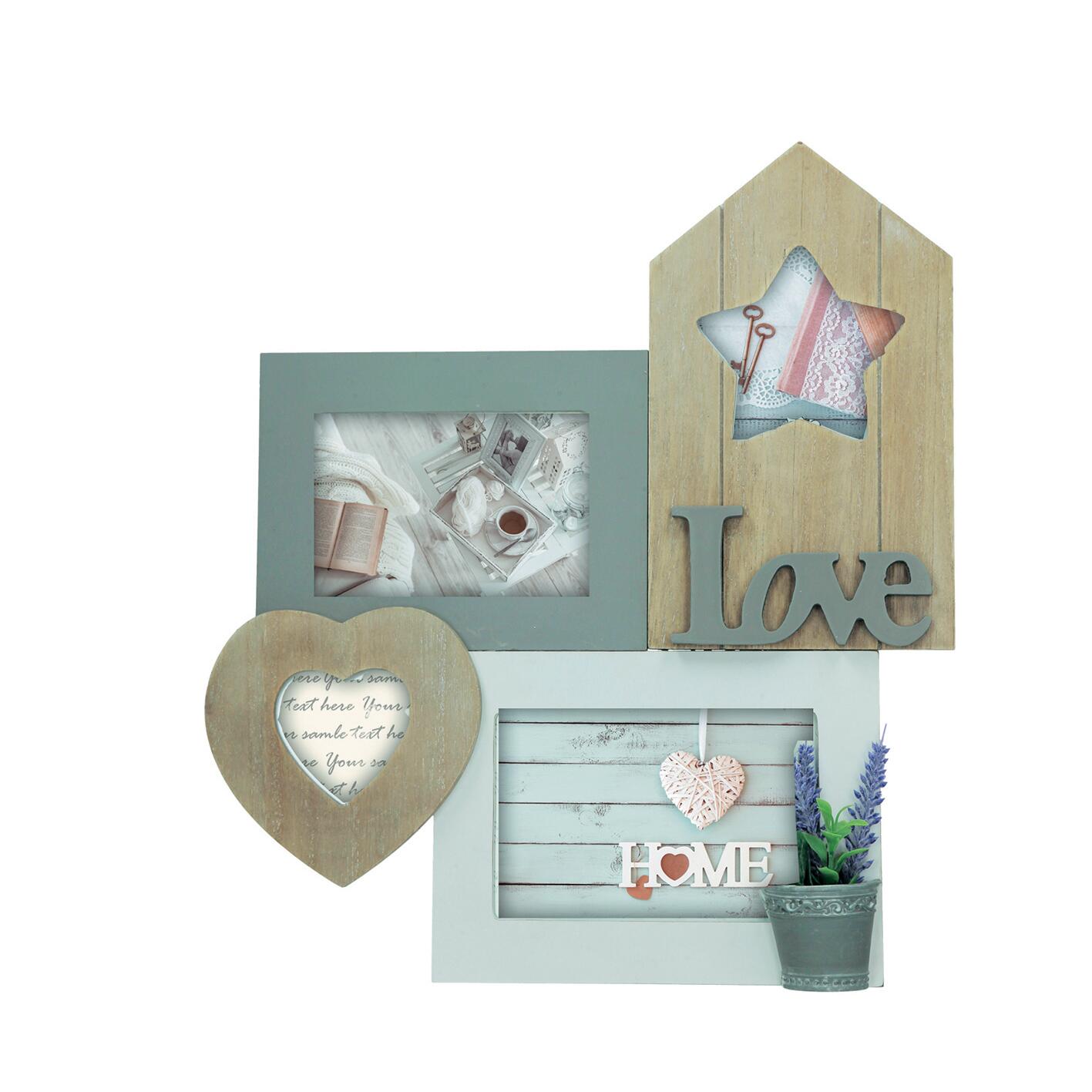 Cornice Love home shabby, bianco misure 32 x 36 cm per 4 fotografie