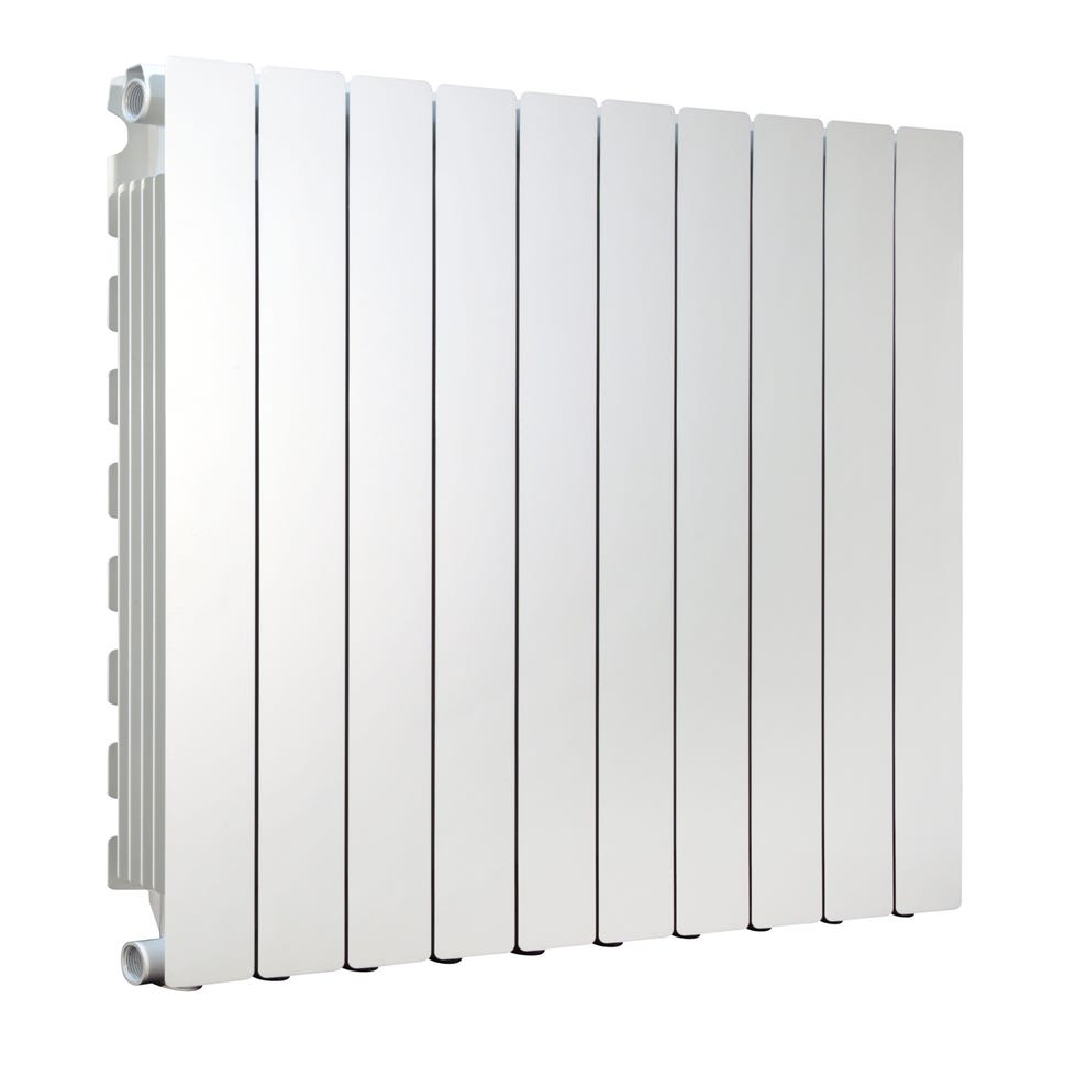 Radiatore acqua calda PRODIGE Modern in alluminio, 10 elementi interasse 80  cm, bianco