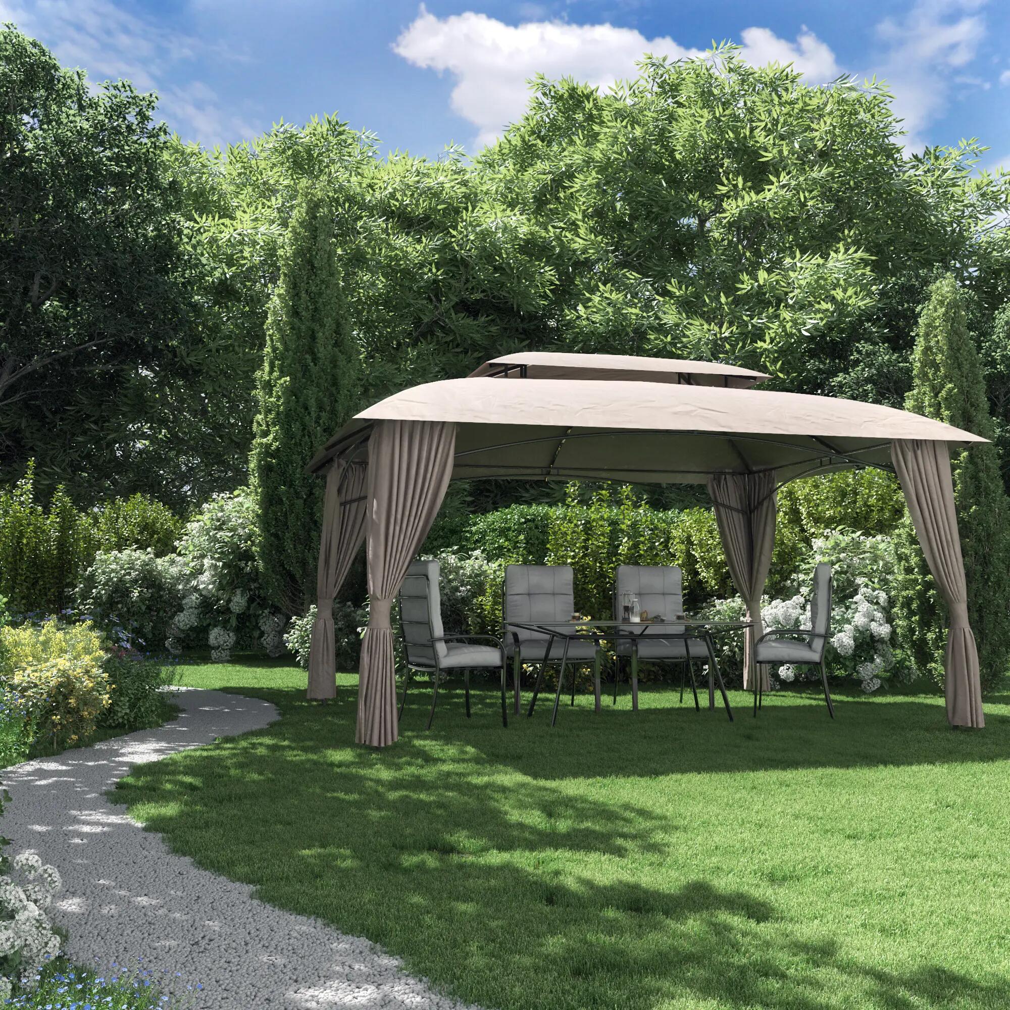 Gazebo 350x350 cm da esterno giardino con struttura in acciaio resistente e  copertura irregolare in poliestere