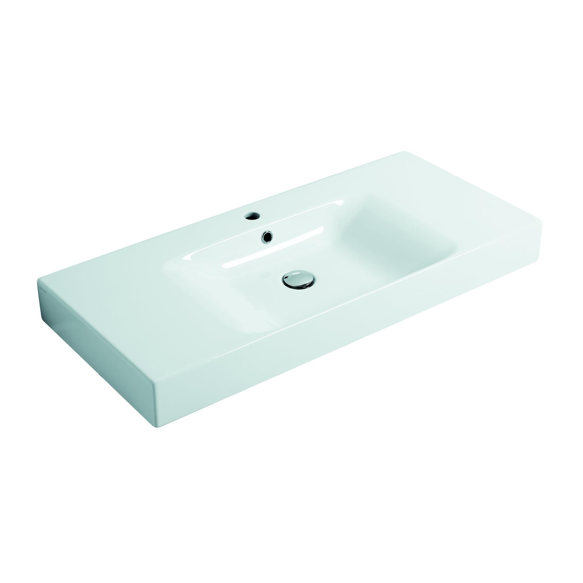 Lavabo sospeso in resina 120 cm vasca sinistra bianco lucido, Loto