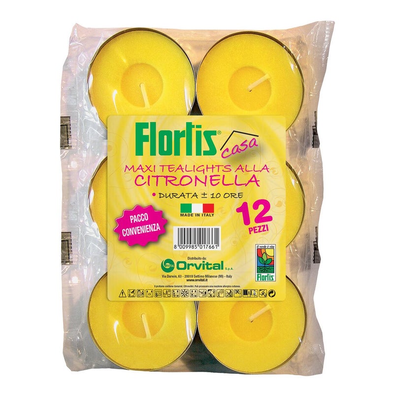 Candela anti-zanzara FLORTIS al profumo di citronella confezione da 12 pezzi