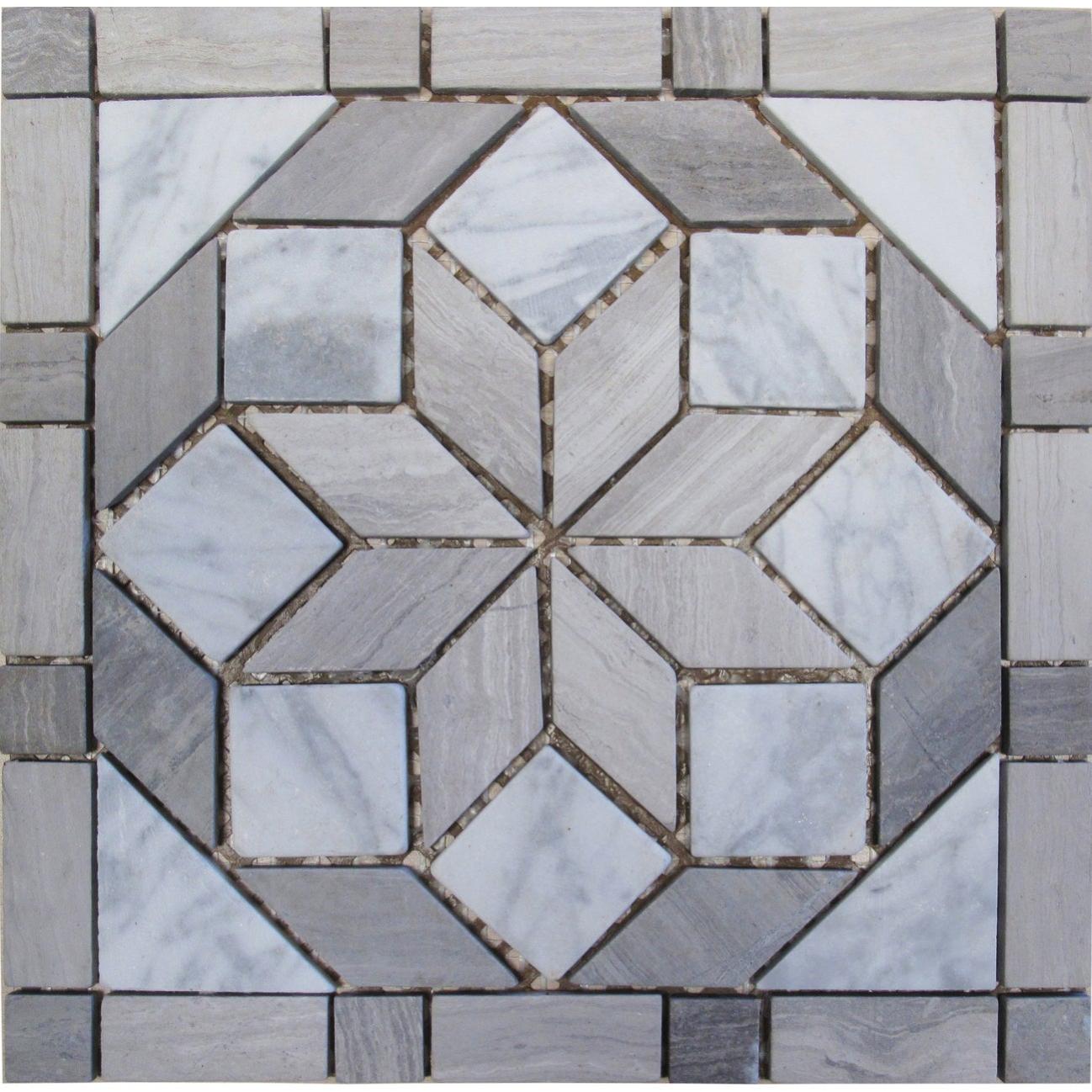 Mosaico In Pietra Naturale Grigio Marmo - Formato 25-105x15x8mm, Foglio 305x305mm Per Cucina E Bagno