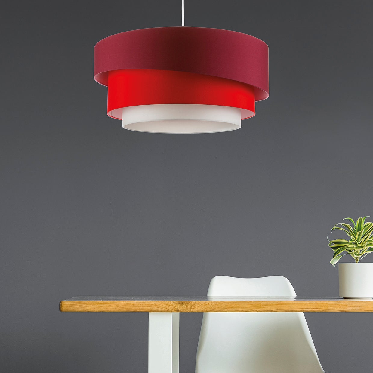 Lampadario Moderno Triplo Bianco, Rosso , D. 60 Cm | Leroy Merlin