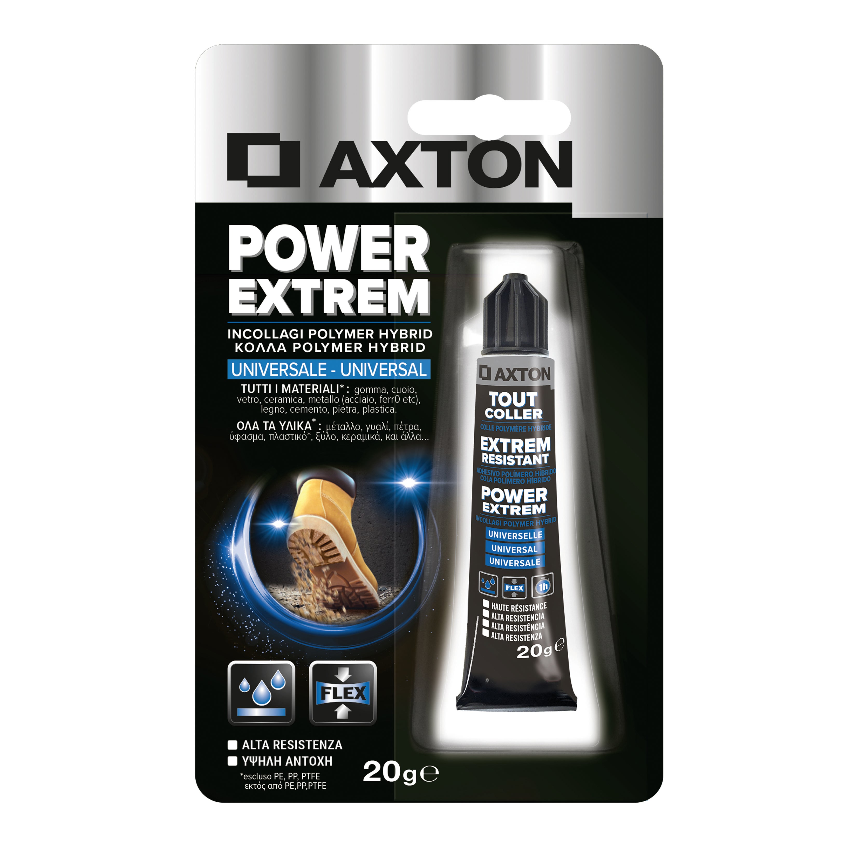 Colla in ms polimeri ceramica/legno/pietra/metallo AXTON Power Extreme 20g