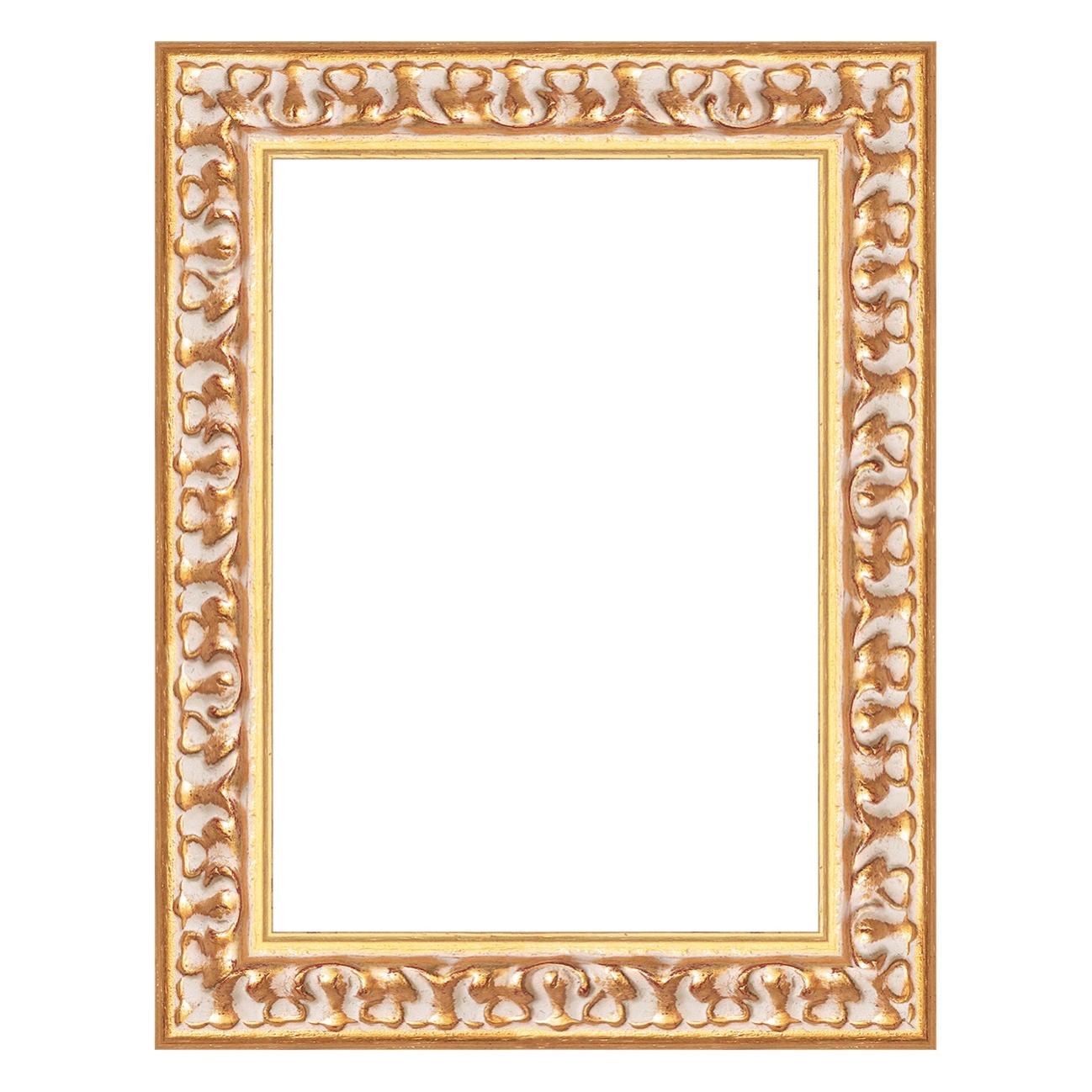 Cornice Classica in Legno - Interno 30x40 cm. - Quadro Bianco Oro