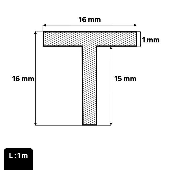 Profilo a t STANDERS in alluminio grigio L 1 m 16x16 mm