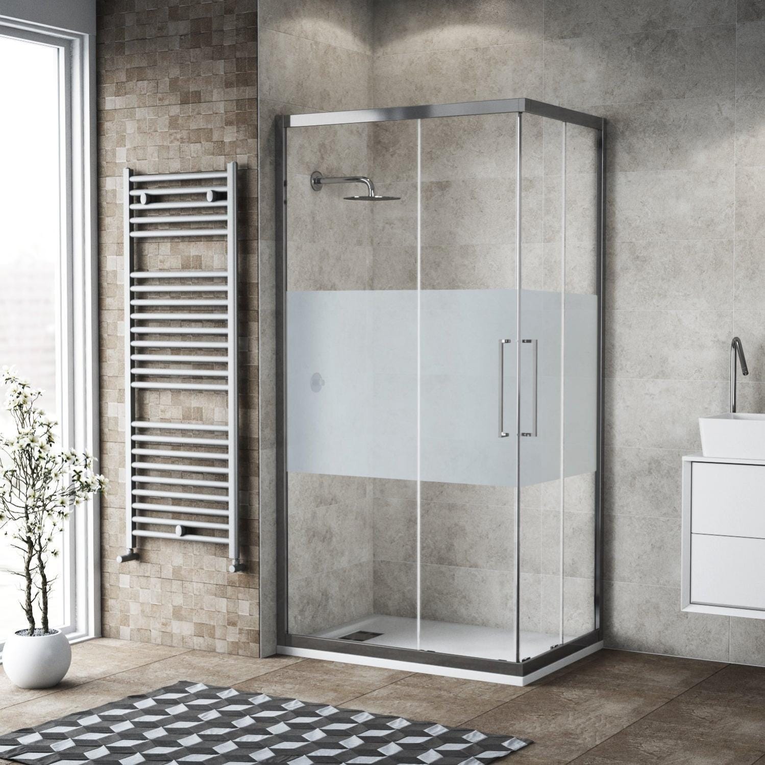 Porta doccia Quad 101 cm, H 190 cm in vetro, spessore 6 mm serigrafato silver | Leroy Merlin Porta doccia Quad 101 cm, H 190 cm in vetro, spessore 6 mm serigrafato silver | Leroy Merlin